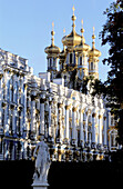 Facade and church belfries of Catherine Palace. Pushkin. St. Petersburg. Russia