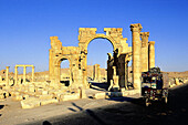 Gate of Roman cardo , ruins of old Greco-roman city of Palmira. Syria