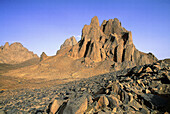 Landscape of red rocks at dusk. Sinai desert. Egypt