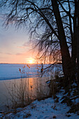 Sunset in winter, Usedom Island, Mecklenburg-Western Pomerania, Germany