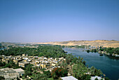 Elevated view on the Nile and Elephantine Island. Aswan. Egypt