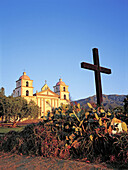 Spanish mission and cross. Santa Barbara. California. USA.