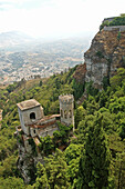 Overview from the medieval village of Erice. Sicily. Italy