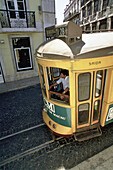 Tram ( electrico ) in the Bairro Alto. Lisbon. Portugal