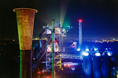 Meiderich steelworks at night, Public Park, Landschaftspark Nord, Duisburg, Ruhr Valley, Ruhrtal, Northrhine Westphalia, Germany