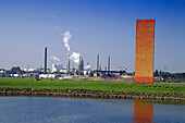 Sculpture Stahlplastik Rheinorange, Ruhr Estuary, Duisburg, Ruhr, Ruhr Valley, Northrhine Westphalia, Germany