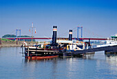 Museum boat paddle tugboat, Harbour, Duisburg, North Rhine-Westphalia, Germany