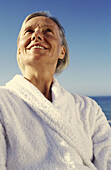 rs, 50-60 years, 55 to 60 years, 55-60 years, Adult, Adults, Baby boomer, Baby boomers, Bathrobe, Bathrobes, Caucasian, Caucasians, Color, Colour, Contemporary, Daytime, Exterior, Facial expression, F