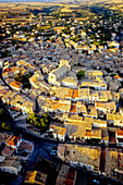 Aerial of the village of Valensole. Alpes de Haute-Provence, Provence, France