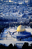 Aerial photography with the Temple esplanade and Omar mosque, Jerusalem. Israel