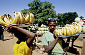 Fruits sellers along the highway Dakar-Ziguinchor. Senegal