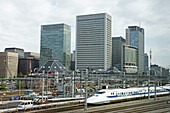 View on the Tokyo Station railroads from the Marunouchi Four Seasons luxury Hotel in the Pacific Century Tower. Marunouchi.Tokyo. Japan