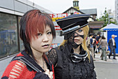 Teenage hipsters dressed in a provocative way meeting on Sunday in Yoyogi Park in Harajuku, Tokyo. Japan