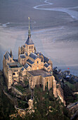 Aerial Mont Saint Michel. Manche. Normandy. France.