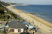Bournemouth pier and beach from cliff. Dorset, England, UK