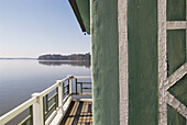 Boathouse beside lake. Grönsöö. Sweden