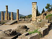 Apollon Temple, holy district, Delphi, Fokis, Greece.