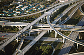 Aerial of a downtown highways interchange. City of Miami. Florida. USA.