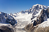 Aerial photography on the Mont Blanc massif from a small plane. Haute Savoie (74). France