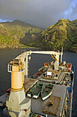 Stop over in Fatu Hiva island, Hanavave bay. Marquesas archipelago. French Polynesia