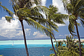 Matira coastline. Bora Bora island. French Polynesia