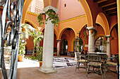 Interior courtyard of the Parador Nacional (state-run hotel). Arcos de la Frontera. Cádiz province. Spain