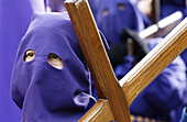 Penitents at procession during Holy Week. Osuna, Sevilla province. Spain
