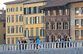 Ponte di Mezzo, Lungarno Mediceo (boulevard along Arno River). Pisa. Tuscany, Italy