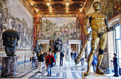 Hercules golden bronze statue (2nd century B.C.) in the Orazi e Curiazi Room, Capitoline Museum. Rome. Italy