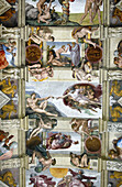 Renaissance frescoes by Michelangelo in the Sistine Chapel, Vatican Palace museums. Vatican City, Rome. Italy