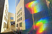 Quantum Field X3 exhibition, by Hiro Yamagata. Structure covered with holographic panels. Guggenheim Museum. Bilbao, Bizkaia. Euskadi.