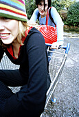 Girl in a shopping cart