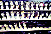  Arrangement, Artificial, Beauty, Beauty Care, Color, Colour, Concept, Concepts, Different, Dummies, Dummy, Feminine, Hair, Hairdo, Hairstyle, Head, Heads, Horizontal, Indoor, Indoors, Inside, Interior, Lifeless, Lifelessness, Lined up, Lined-up, Mannequi