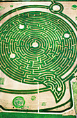 Aerial view of labyrinth at park. Rignac. Touraine, Val-de-Loire. France