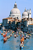 Historical boats parade (Regata Storica) on Grand Canal. Venice. Italy