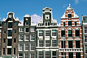 Facades of old brick houses. Amsterdam. Holland