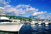 Boats moored at Taina Marina. Punaauia. Tahiti. French Polynesia