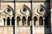 Detail of the Duomo (cathedral) main facade. Ferrara. Italy