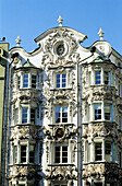 Helblinghaus, facade decorated with late Baroque plasterwork and front oriels by Anton Gigl (c. 1730). Old town, Innsbruck. Austria