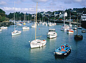 Boats moored in the aven . Doelan. Finistere. Brittany. France