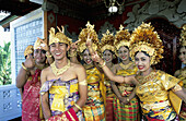 Guests in a traditional wedding ceremony in a private house. Bali Island. Indonesia