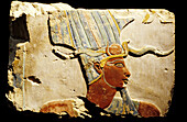 Painted limestone stela representing King Tuthmosis III. Luxor Museum. High Egypt. Egypt