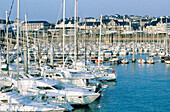 Sailboats moored in the marina. Granville. Manche. Normandy. France