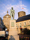 The main square with the monument to Napoleon s General Lemarois. Saint-Sauveur-le-Vicomte. Manche. Normandie. France