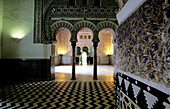 Almohad style rooms and courtyards of the Alcázar palace. Sevilla, Spain