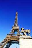 Eiffel Tower and Alma Bridge Statue. Paris. France