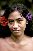 Vahine (local Woman) portrait. Tahiti, French Polynesia