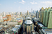 City skyline from top of Hotel Sofitel in Nanking Road. Shanghai. China