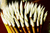 Close up on watercolor paintbrushes in a factory. Suzhou. Kiangsu province, China