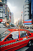 Taxi, street scene at Ginza. Tokyo, Japan